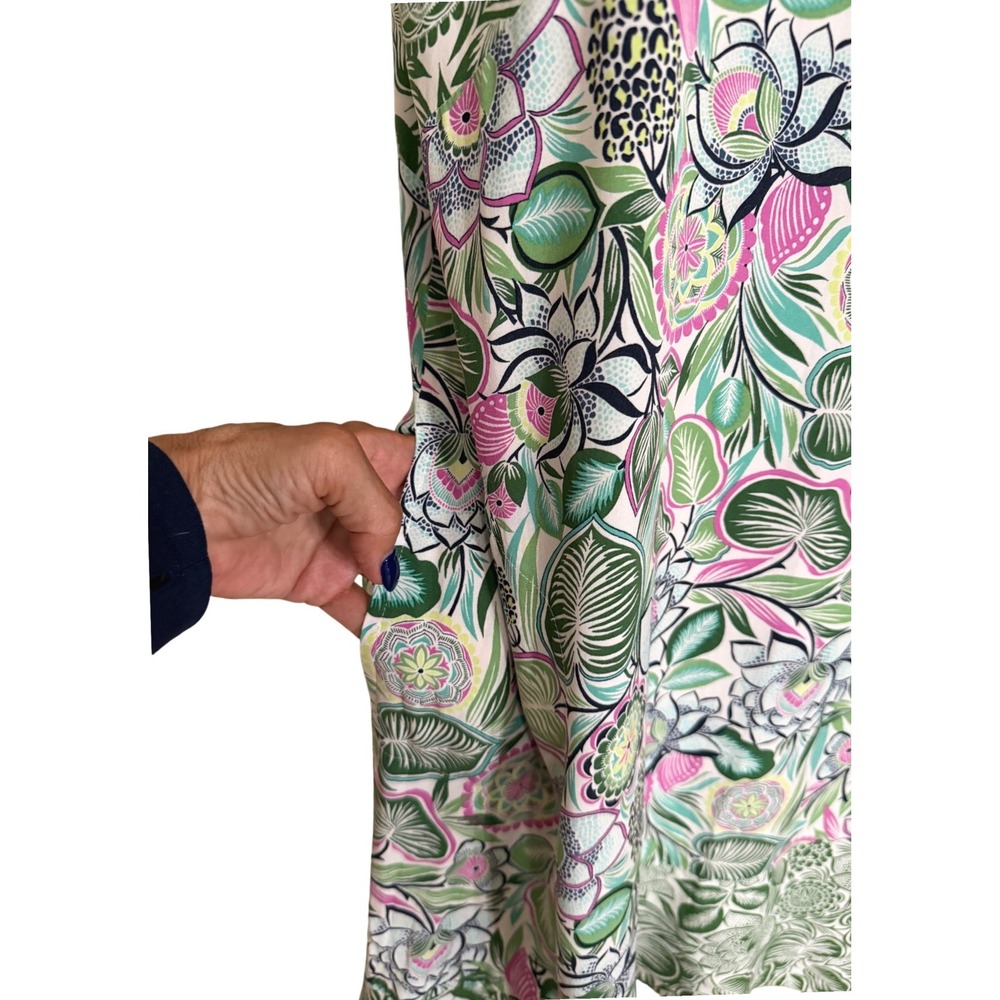 J Jill Floral Sleeveless Shift Dress Pockets Resortwear Tropical Beach Womens L - Picture 5 of 15